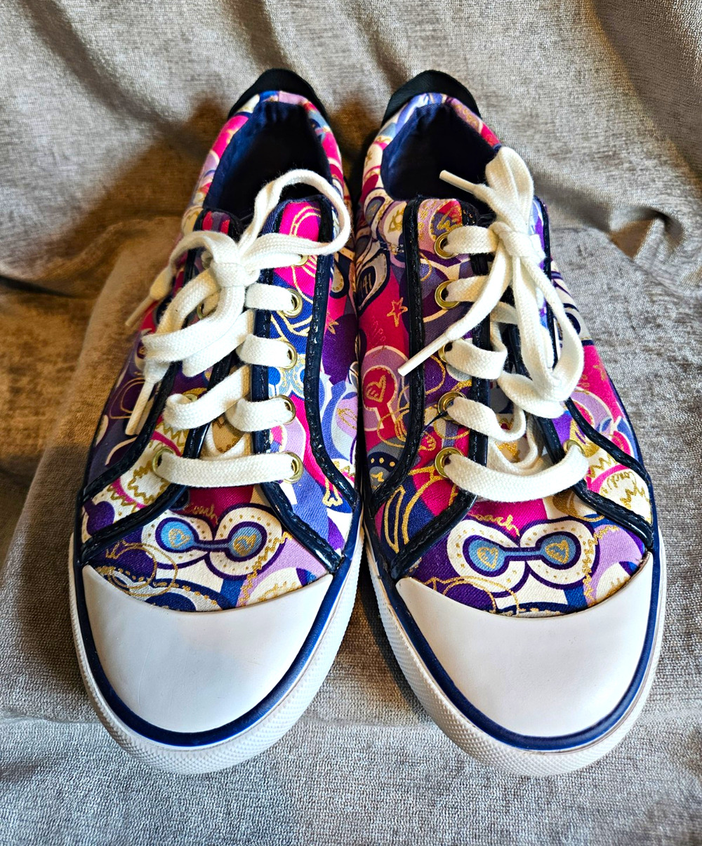 Coach Barrett Poppy Multicolor Low Top Lace-Up Sneaker Rubber Sole Size 9
